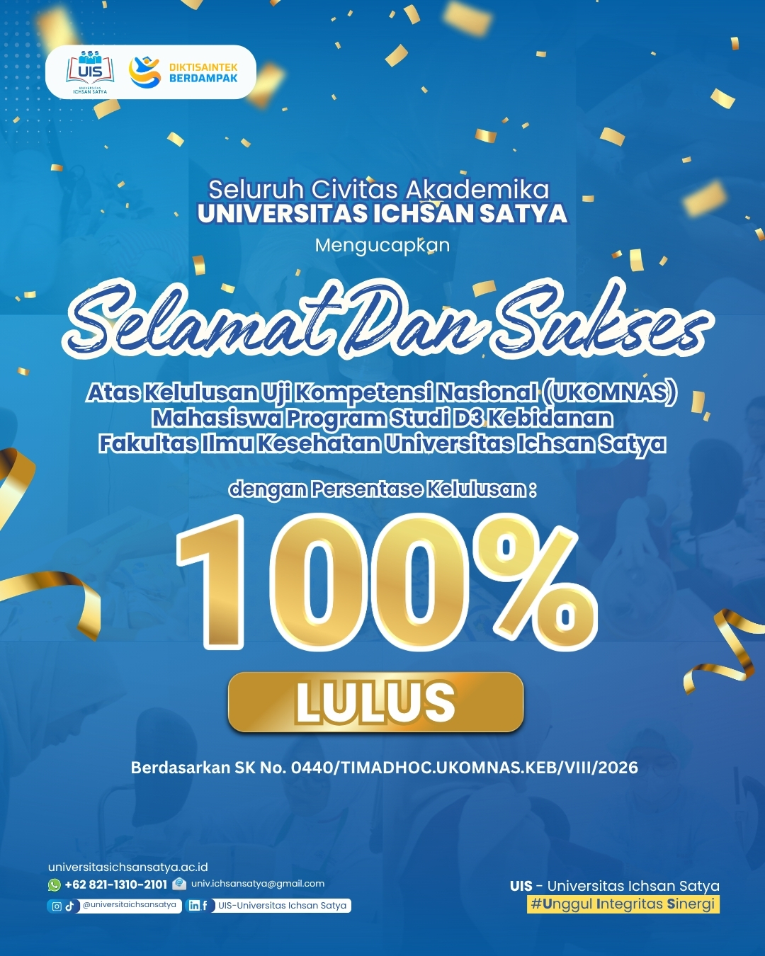 Mahasiswa D3 Kebidanan Fakultas Ilmu Kesehatan Universitas Ichsan Satya Raih Kelulusan 100% UKOMNAS